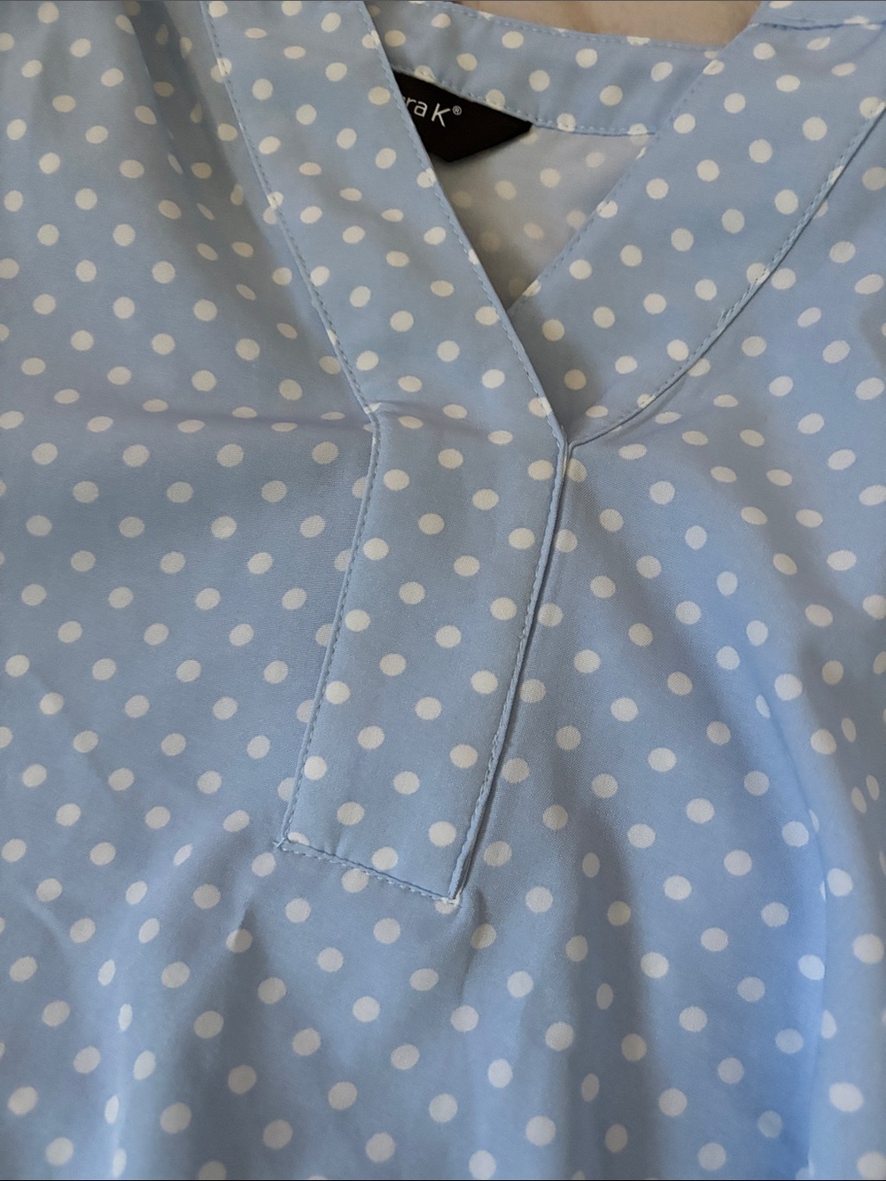 Blue Polka Dot Blouse and Light Denim Joggers Set - Picture 8 of 10